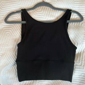 Lululemon Athletica high neck ribbed reversible crop top tank align 6 black